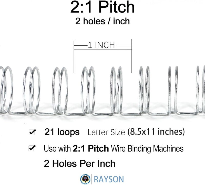 RAYSON WR21222M Wire Binding Spines, Multicolor, 2:1 Pitch Double Loop Binding Wires 7/8 Inch, 21-Loop Wire Ring Pack of 50 with Black, Gold, Blue, White, Silver - Image 2